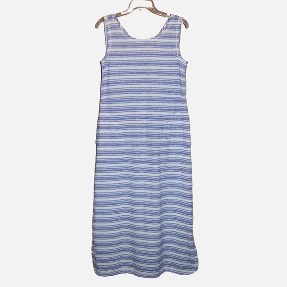 T by Talbots Striped Dress with Pockets Navy Blue White Size Petite M Medium MP - Picture 1 of 3